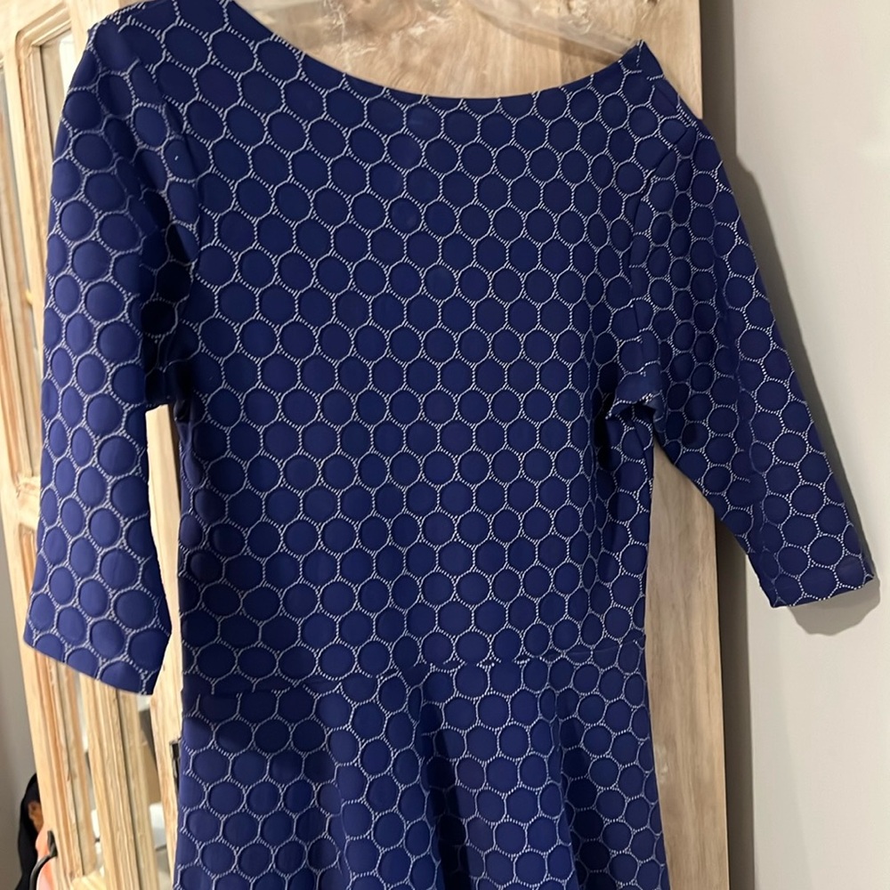 Leota Blue 3/4 sleeved A-Line dress